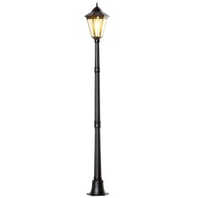 Outsunny 94.5" Outdoor Solar Lamp Post Light, Aluminum Floor Lamp, Solar Powered Vintage Street Light for Garden, Lawn, Pathway, Driveway, Black
