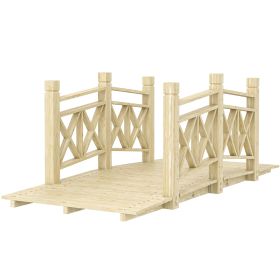 Outsunny 5' Wooden Garden Bridge Footbridge for Backyard Ponds, Creeks, Streams, Nature Wood