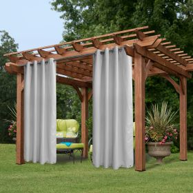 50" W x 96" L Water & Wind Resistant Outdoor Curtain for Patio Porch Gazebo Cabana , Greyish White