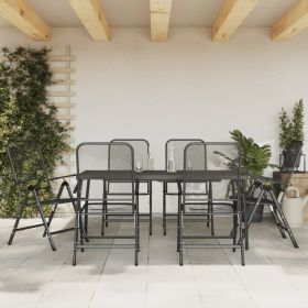 7 Piece Patio Dining Set Anthracite Metal Mesh