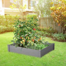 48x48x10 Inch Raised Planting Bed, Outdoor Floor Standing Wooden Planting Box, Tool-Free Assembly (Option: Gray)