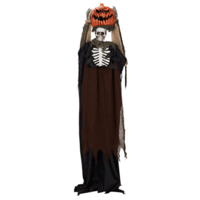 5.6ft Halloween Decorations Outdoor Life Size Animatronics Ghost With Pumpkin Head, Sound-Actived Party Decor With Creepy Sound , Scary Haunted H (Option: Default title)