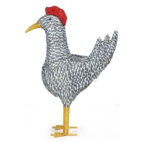 2FT Lighted Christmas Rooster Outdoor Decoration, Weather Proof Plush Rooster Christmas Ornament Home Decor Pre-lit 50 LED White Lights With Stak (Option: As picture)