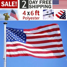 4X6FT Polyester American Flag 120cmX180cm USA Flag Outdoor Yard Decor Stars Brass Grommets (Option: 1Pc)