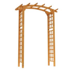 Round Garden Arbor 7.5 Ft Fir Wood Archway For Climbing Plants Pergola Style Wedding Ceremony Yellow (Color: Yellow)