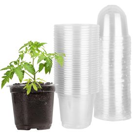30Pcs Plant Nursery Pots PET Flower Seed Starting Pots Container with Dome with Drainage Holes (Color: White)