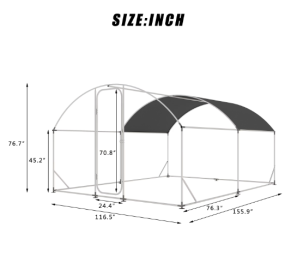 Large Metal Chicken Coop With Run, Walkin Chicken Coop For Yard With Waterproof Cover (Color: Silver)