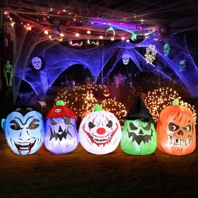 12FT Halloween Inflatables Decoration Giant Ghost with 3-Colored Flame Rotation LED Light Spooky Halloween Decorations Outdoor Blow Up Yard Decor (Color: Scary Giant Heads)