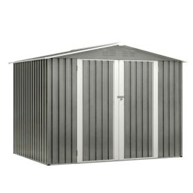 8 X 6 FT Outdoor Waterproof Garden Tool Storage Sheds With Metal Foundation With Floor Frame, Tool Shed With Lockable Hinged Doors & Air Vents, S (Option: Gray)