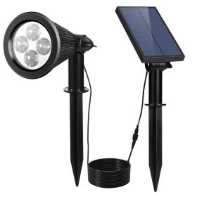 1Pc Solar Powered Spotlight Outdoor Dusk To Dawn Light IP65 Waterproof For Wall Path Lawn Garden Lamp Waterproof (Color: Black)