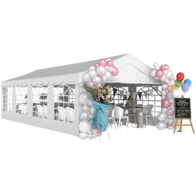 13' X 26' Heavy-Duty Outdoor Carport Party Event Tent, Patio Gazebo Canopy Pavilion With 4 Sidewalls & 8 Windows, White (Option: With)